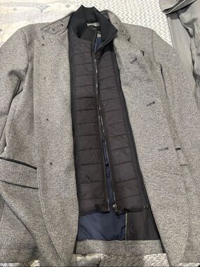 Zara Grey Trench Coat with Black Quilted Inner Vest